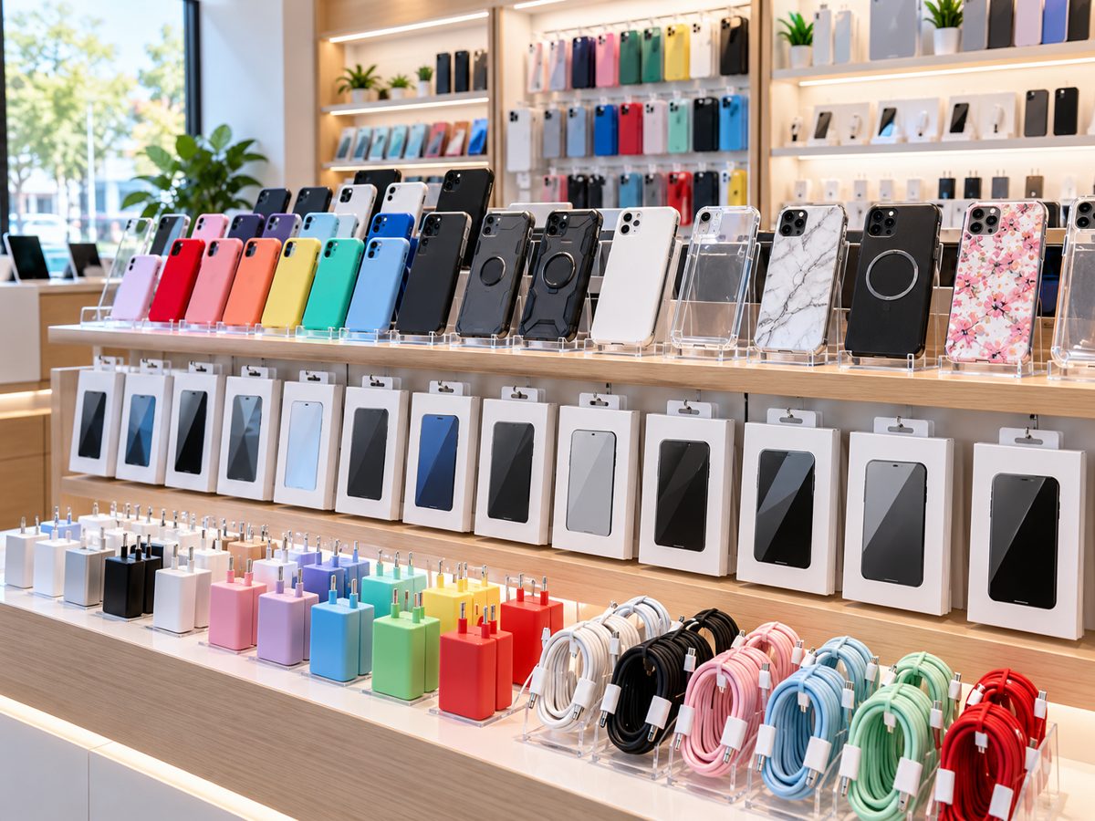 Vitrine de capinhas e acessórios para celular